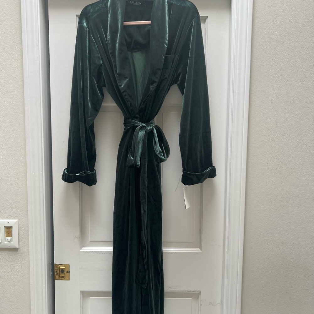 Ralph Lauren Dark Green Velvet Robe - Picture 2 of 6